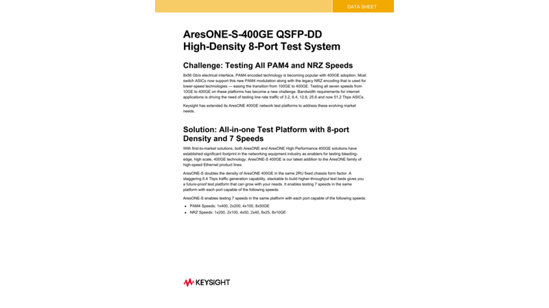 AresONE-S-400GE QSFP-DD High-Density 8-Port Test System